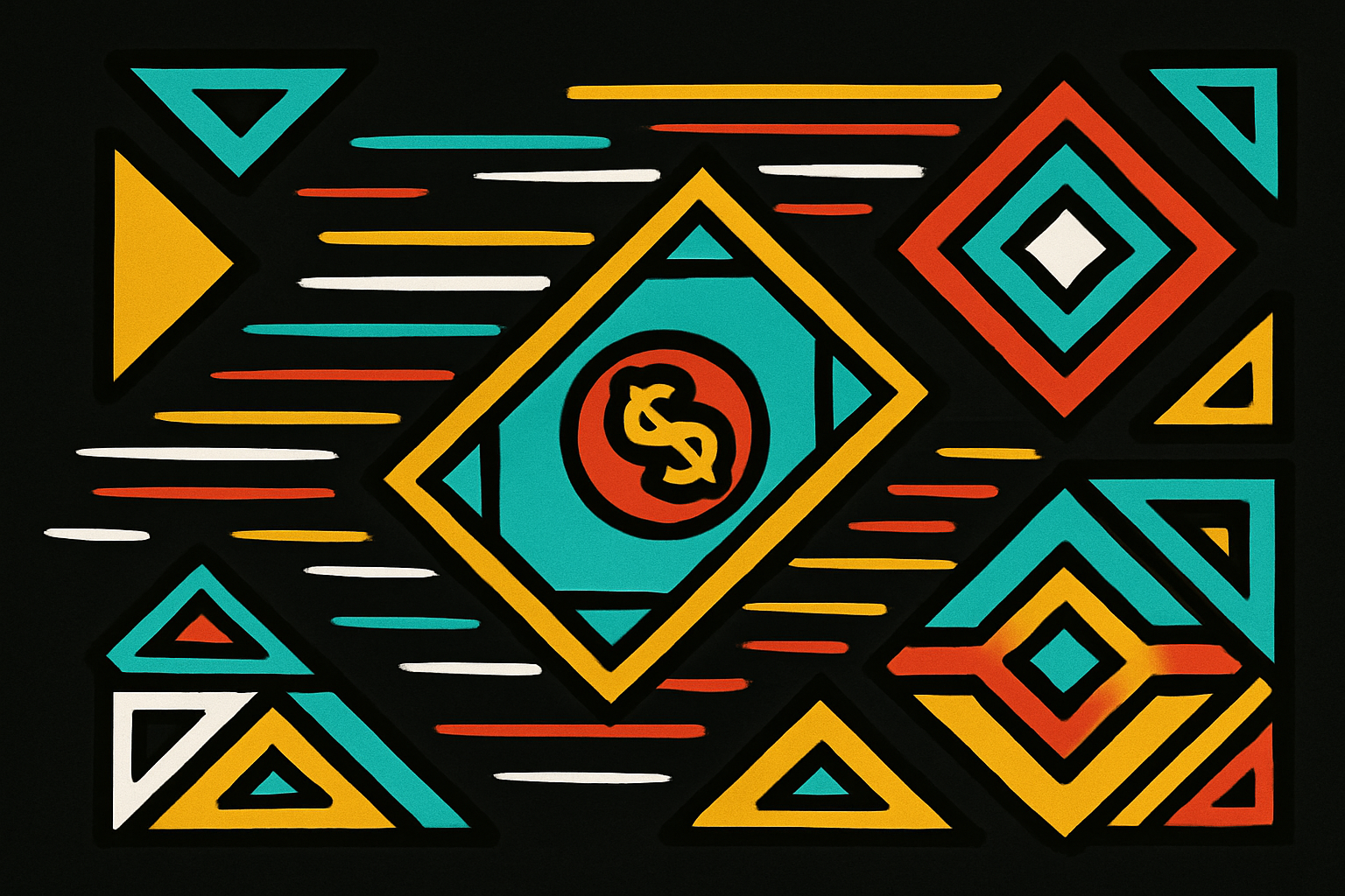 Bold Ndebele-inspired geometric art representing speed and fast payout flow in South African online casinos